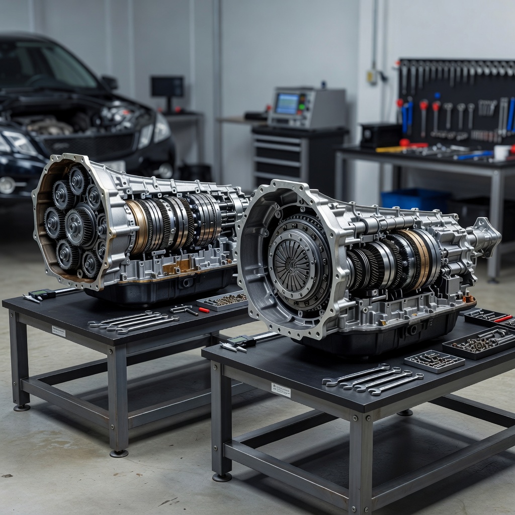 Create a high-quality, relevant image for an article about: Сравнение 7G-TRONIC и 9G-TRONIC на Mercedes W212: надежность и ресурс. Не пиши ничего на фото, либо пишу на русском строго, проверяя все слова
